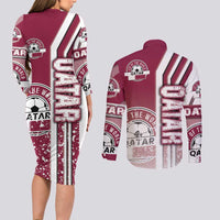 Qatar Football Couples Matching Long Sleeve Bodycon Dress and Long Sleeve Button Shirt The Maroons Soccer - Road To Champion