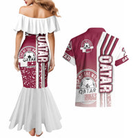 Qatar Football Couples Matching Mermaid Dress and Hawaiian Shirt The Maroons Soccer - Road To Champion