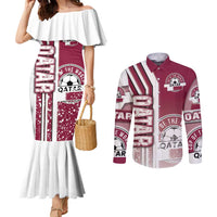 Qatar Football Couples Matching Mermaid Dress and Long Sleeve Button Shirt The Maroons Soccer - Road To Champion