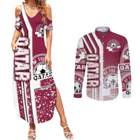 Qatar Football Couples Matching Summer Maxi Dress and Long Sleeve Button Shirt The Maroons Soccer - Road To Champion