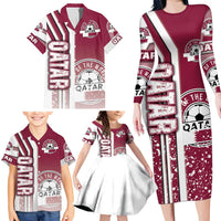 Qatar Football Family Matching Long Sleeve Bodycon Dress and Hawaiian Shirt The Maroons Soccer - Road To Champion - Wonder Print Shop
