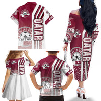 Qatar Football Family Matching Off The Shoulder Long Sleeve Dress and Hawaiian Shirt The Maroons Soccer - Road To Champion