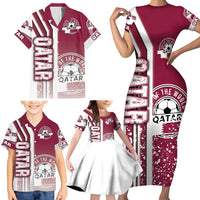 Qatar Football Family Matching Short Sleeve Bodycon Dress and Hawaiian Shirt The Maroons Soccer - Road To Champion - Wonder Print Shop