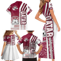 Qatar Football Family Matching Short Sleeve Bodycon Dress and Hawaiian Shirt The Maroons Soccer - Road To Champion - Wonder Print Shop