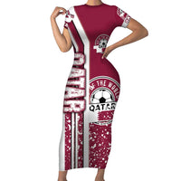 Qatar Football Family Matching Short Sleeve Bodycon Dress and Hawaiian Shirt The Maroons Soccer - Road To Champion - Wonder Print Shop