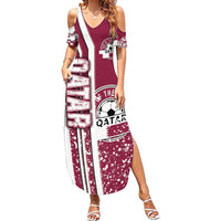 Qatar Football Family Matching Summer Maxi Dress and Hawaiian Shirt The Maroons Soccer - Road To Champion - Wonder Print Shop