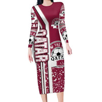 Qatar Football Long Sleeve Bodycon Dress The Maroons Soccer - Road To Champion - Wonder Print Shop