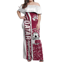 Qatar Football Off Shoulder Maxi Dress The Maroons Soccer - Road To Champion - Wonder Print Shop