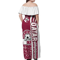 Qatar Football Off Shoulder Maxi Dress The Maroons Soccer - Road To Champion - Wonder Print Shop