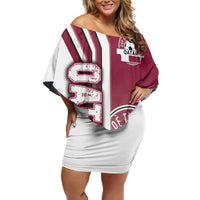Qatar Football Off Shoulder Short Dress The Maroons Soccer - Road To Champion - Wonder Print Shop