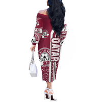 Qatar Football Off The Shoulder Long Sleeve Dress The Maroons Soccer - Road To Champion - Wonder Print Shop