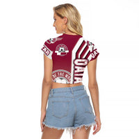 Qatar Football Raglan Cropped T Shirt The Maroons Soccer - Road To Champion - Wonder Print Shop