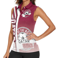Qatar Football Women Sleeveless Polo Shirt The Maroons Soccer - Road To Champion - Wonder Print Shop