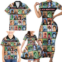 Black Herstory Family Matching Short Sleeve Bodycon Dress and Hawaiian Shirt The History Of African Women - Wonder Print Shop