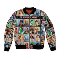 Black Herstory Sleeve Zip Bomber Jacket The History Of African Women - Wonder Print Shop