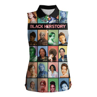 Black Herstory Women Sleeveless Polo Shirt The History Of African Women - Wonder Print Shop