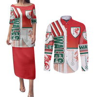 Wales Football Couples Matching Puletasi and Long Sleeve Button Shirt The Dragons Soccer - Road To Champion
