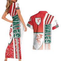 Wales Football Couples Matching Short Sleeve Bodycon Dress and Hawaiian Shirt The Dragons Soccer - Road To Champion