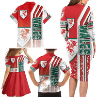 Wales Football Family Matching Long Sleeve Bodycon Dress and Hawaiian Shirt The Dragons Soccer - Road To Champion - Wonder Print Shop