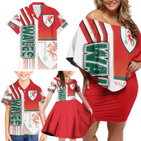 Wales Football Family Matching Off Shoulder Short Dress and Hawaiian Shirt The Dragons Soccer - Road To Champion - Wonder Print Shop