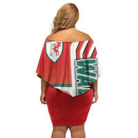 Wales Football Family Matching Off Shoulder Short Dress and Hawaiian Shirt The Dragons Soccer - Road To Champion - Wonder Print Shop