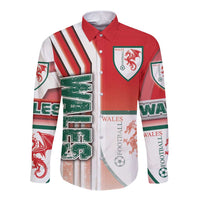 Wales Football Long Sleeve Button Shirt The Dragons Soccer - Road To Champion