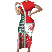 Wales Football Short Sleeve Bodycon Dress The Dragons Soccer - Road To Champion - Wonder Print Shop
