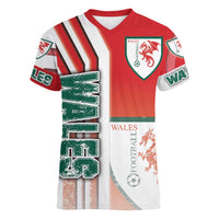 Wales Football Women V-Neck T-Shirt The Dragons Soccer - Road To Champion - Wonder Print Shop