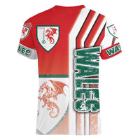 Wales Football Women V-Neck T-Shirt The Dragons Soccer - Road To Champion - Wonder Print Shop