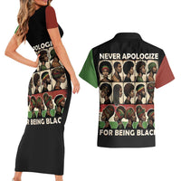 Never Apologize for Being Proudly Black Couples Matching Short Sleeve Bodycon Dress and Hawaiian Shirt African Human - Wonder Print Shop