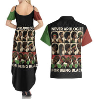 Never Apologize for Being Proudly Black Couples Matching Summer Maxi Dress and Hawaiian Shirt African Human - Wonder Print Shop