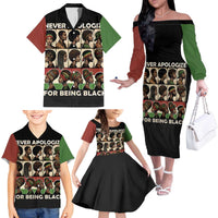 Never Apologize for Being Proudly Black Family Matching Off The Shoulder Long Sleeve Dress and Hawaiian Shirt African Human - Wonder Print Shop