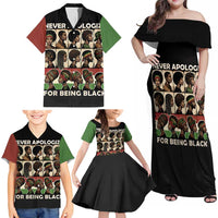 Never Apologize for Being Proudly Black Family Matching Off Shoulder Maxi Dress and Hawaiian Shirt African Human - Wonder Print Shop