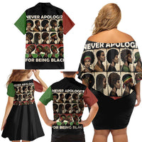Never Apologize for Being Proudly Black Family Matching Off Shoulder Short Dress and Hawaiian Shirt African Human - Wonder Print Shop