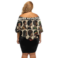 Never Apologize for Being Proudly Black Family Matching Off Shoulder Short Dress and Hawaiian Shirt African Human - Wonder Print Shop