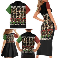 Never Apologize for Being Proudly Black Family Matching Short Sleeve Bodycon Dress and Hawaiian Shirt African Human - Wonder Print Shop