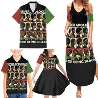 Never Apologize for Being Proudly Black Family Matching Summer Maxi Dress and Hawaiian Shirt African Human - Wonder Print Shop