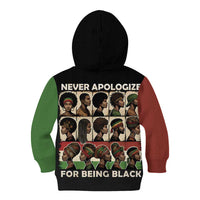 Never Apologize for Being Proudly Black Kid Hoodie African Human - Wonder Print Shop