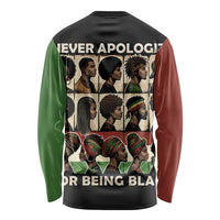 Never Apologize for Being Proudly Black Long Sleeve Shirt African Human - Wonder Print Shop
