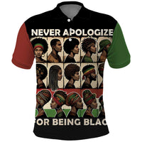 Never Apologize for Being Proudly Black Polo Shirt African Human - Wonder Print Shop