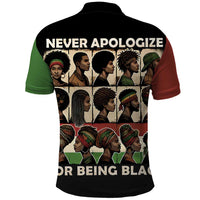Never Apologize for Being Proudly Black Polo Shirt African Human - Wonder Print Shop
