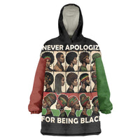 Never Apologize for Being Proudly Black Wearable Blanket Hoodie African Human - Wonder Print Shop