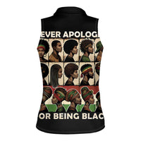 Never Apologize for Being Proudly Black Women Sleeveless Polo Shirt African Human - Wonder Print Shop