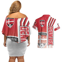 Denmark Football Couples Matching Off Shoulder Short Dress and Hawaiian Shirt Danish Dynamite Soccer - Road To Champion