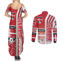 Denmark Football Couples Matching Summer Maxi Dress and Long Sleeve Button Shirt Danish Dynamite Soccer - Road To Champion