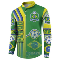 Brazil Football Button Sweatshirt Selecao Soccer - Road To Champion - Wonder Print Shop