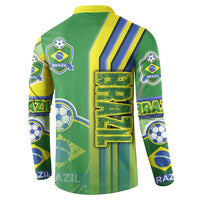 Brazil Football Button Sweatshirt Selecao Soccer - Road To Champion - Wonder Print Shop