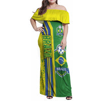 Brazil Football Family Matching Off Shoulder Maxi Dress and Hawaiian Shirt Selecao Soccer - Road To Champion - Wonder Print Shop