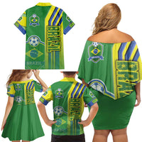 Brazil Football Family Matching Off Shoulder Short Dress and Hawaiian Shirt Selecao Soccer - Road To Champion - Wonder Print Shop