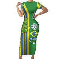 Brazil Football Family Matching Short Sleeve Bodycon Dress and Hawaiian Shirt Selecao Soccer - Road To Champion - Wonder Print Shop